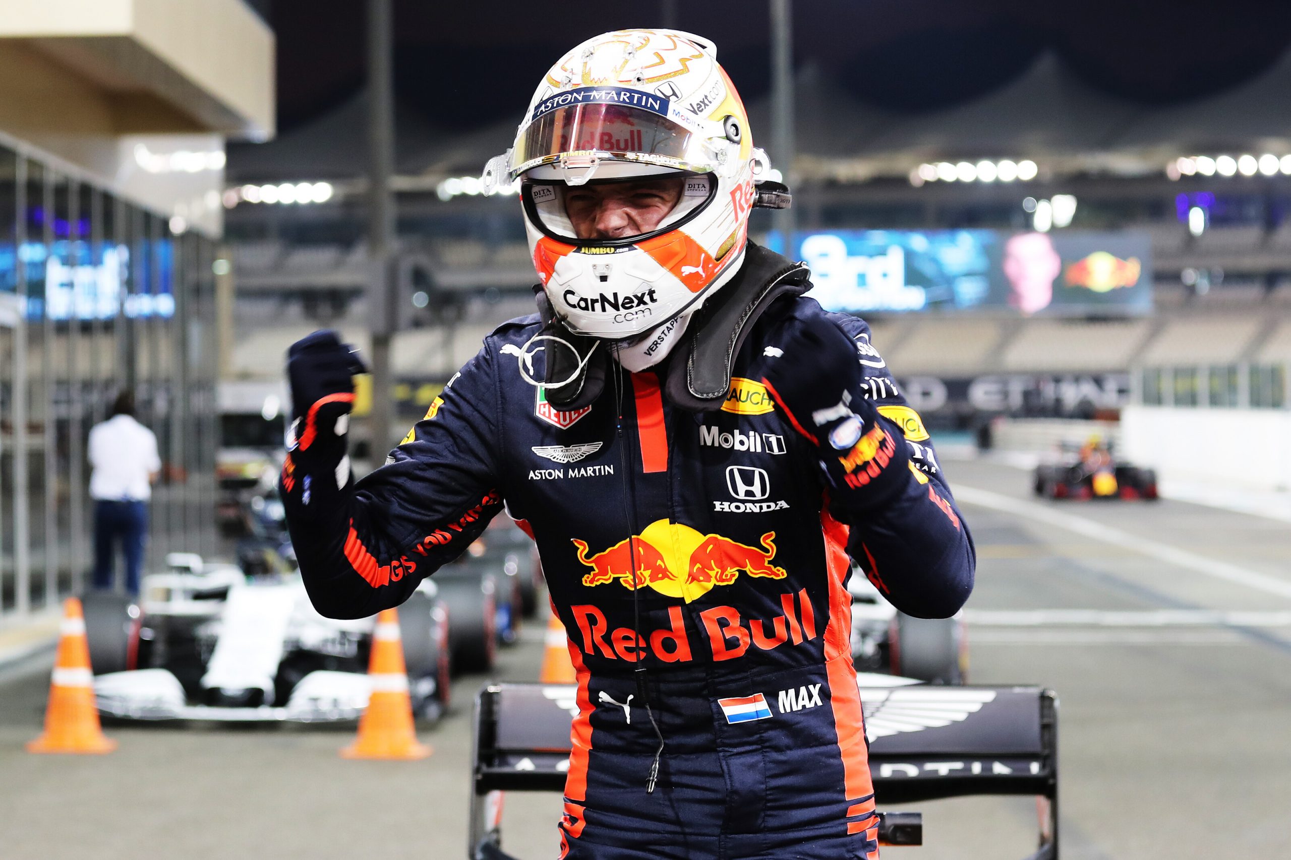 F1 Glossary: Your Comprehensive Guide To F1 Terms 31 2020 Abu Dhabi Grand Prix, Saturday - Max Verstappen with his HANS device still on (image courtesy Red Bull Racing)