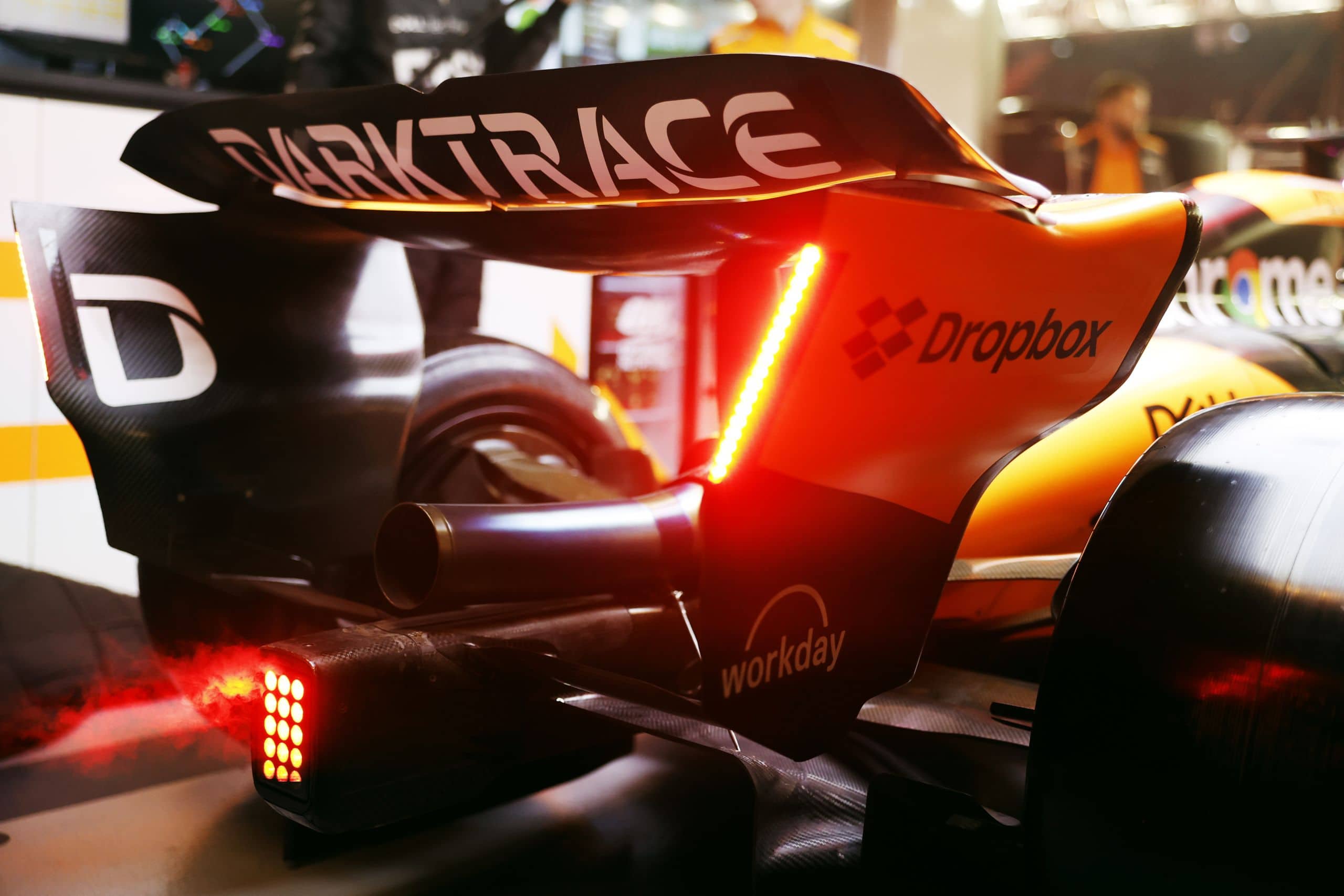Dropbox Branding On The Mclaren Mcl38 Rear Wing