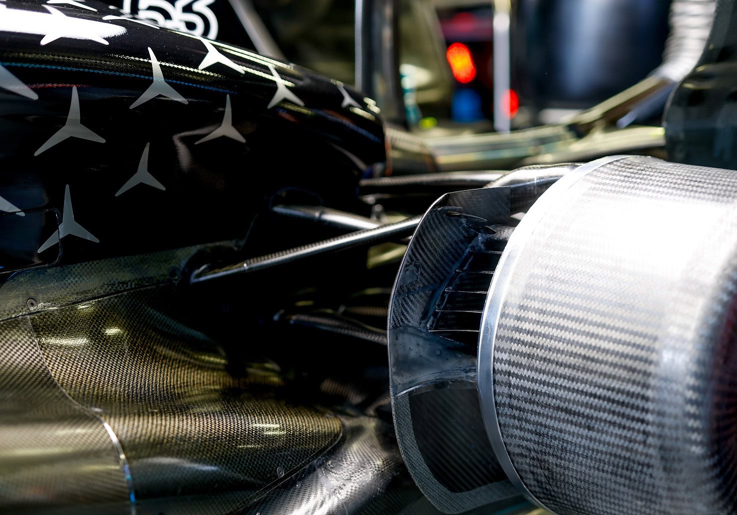 Mercedes Amg Petronas F1 Team Debuts Bio Based Carbon Fibre Composite Material On Rear Wheel Shields Of W16 Race Car