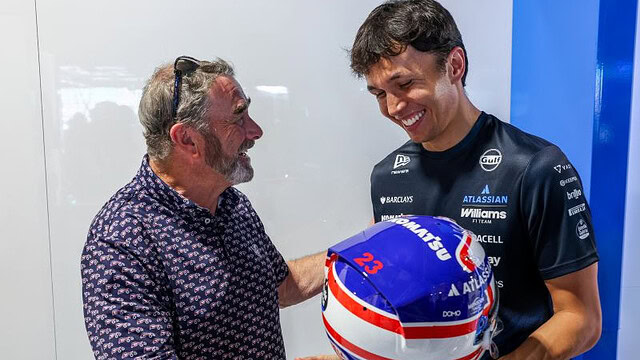 Two iconic Williams drivers. Two iconic helmet designs. 34 years apart.