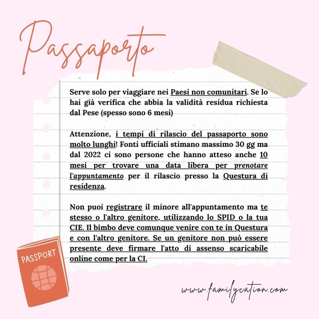 documenti di viaggio per bambini tempi rilascio passaporto bambino