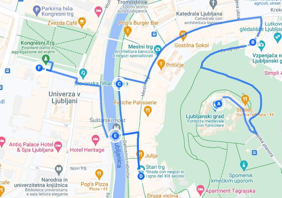 itinerario a piedi lubiana