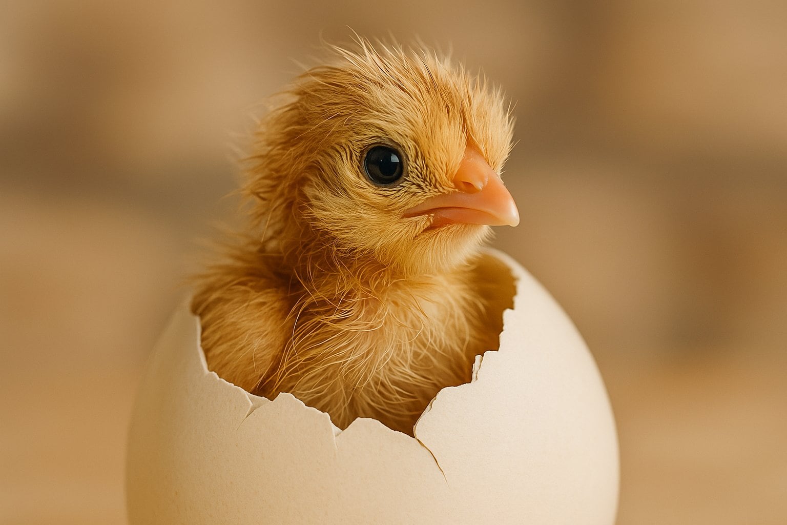 Fluffy chick emerging from its egg with delicate feathers showing how long does it take for egg to hatch in a vibrant display of new life and natural wonder.