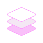 Stacked pink holographic security labels with layered appearance representing QR code verification system
