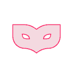 Pink holographic mask-shaped label with QR code verification elements for product authentication and security purposes.