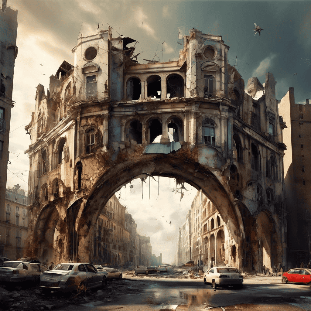 Arches in ruins with figures – Michele Cammarano