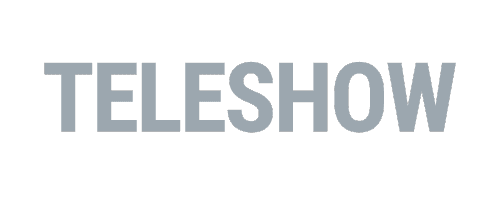 Logo de Teleshow en fondo oscuro, texto en gris claro.