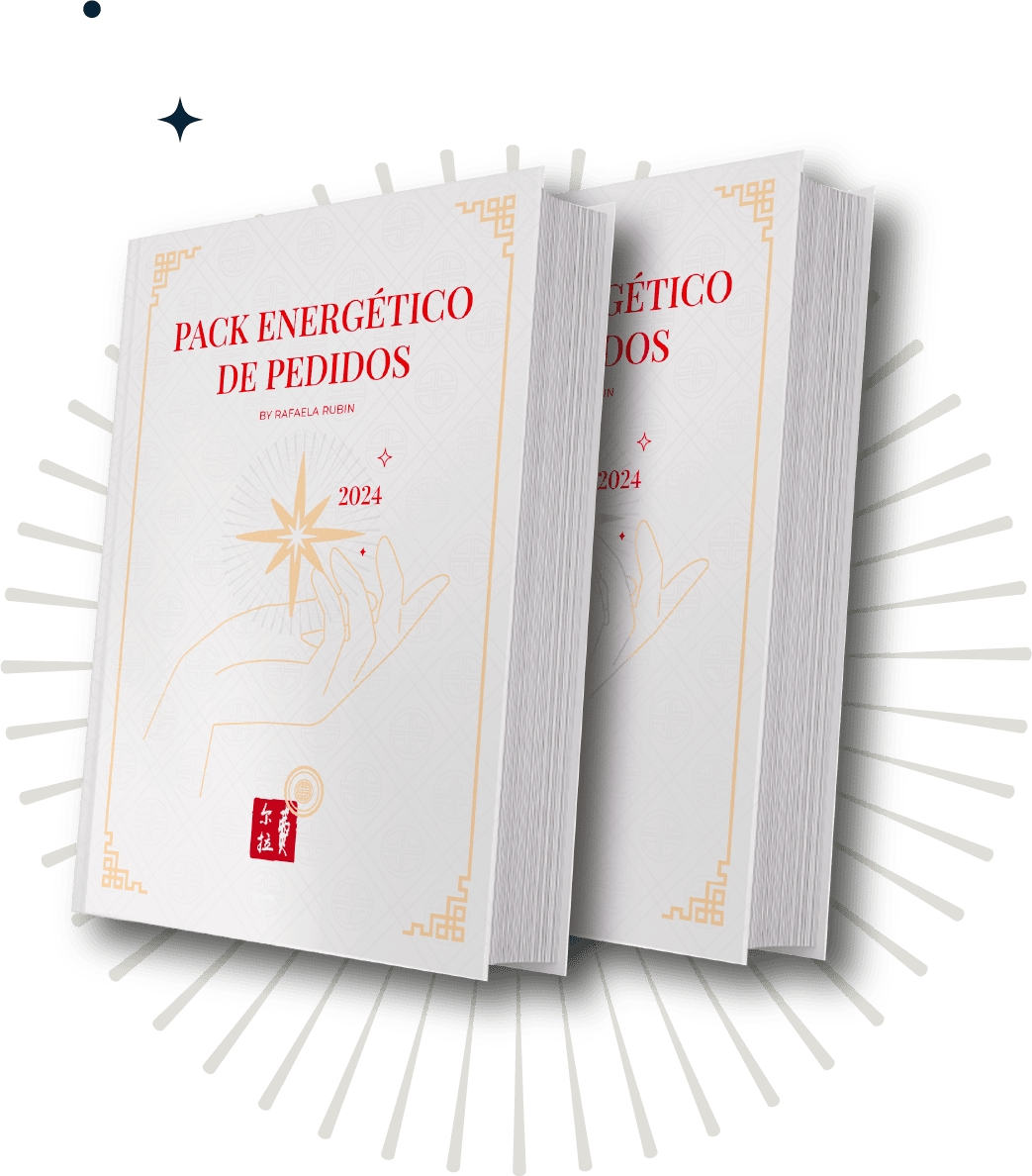 Pack energético de pedidos con diseño de mano y estrella para 2024.