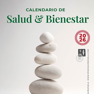 Puesta en marcha de un calendario de salud y bienestar con piedras apiladas en equilibrio.