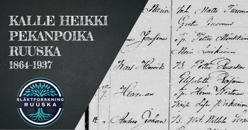 Kalle Heikki Pekanpoika Ruuska, 1864, 1937, Släktforskning Ruuska, Karl Henrik, Liperi, Karelen, Finland, Suomi, Släktträd, Släkthistoria, Sukututkimus, Genealogy, Finnish Heritage, Ancestry