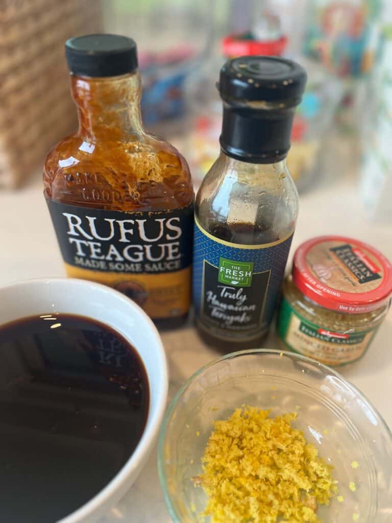 Picture of the ingredients for the marinade for Pineapple Chicken Kabobs.