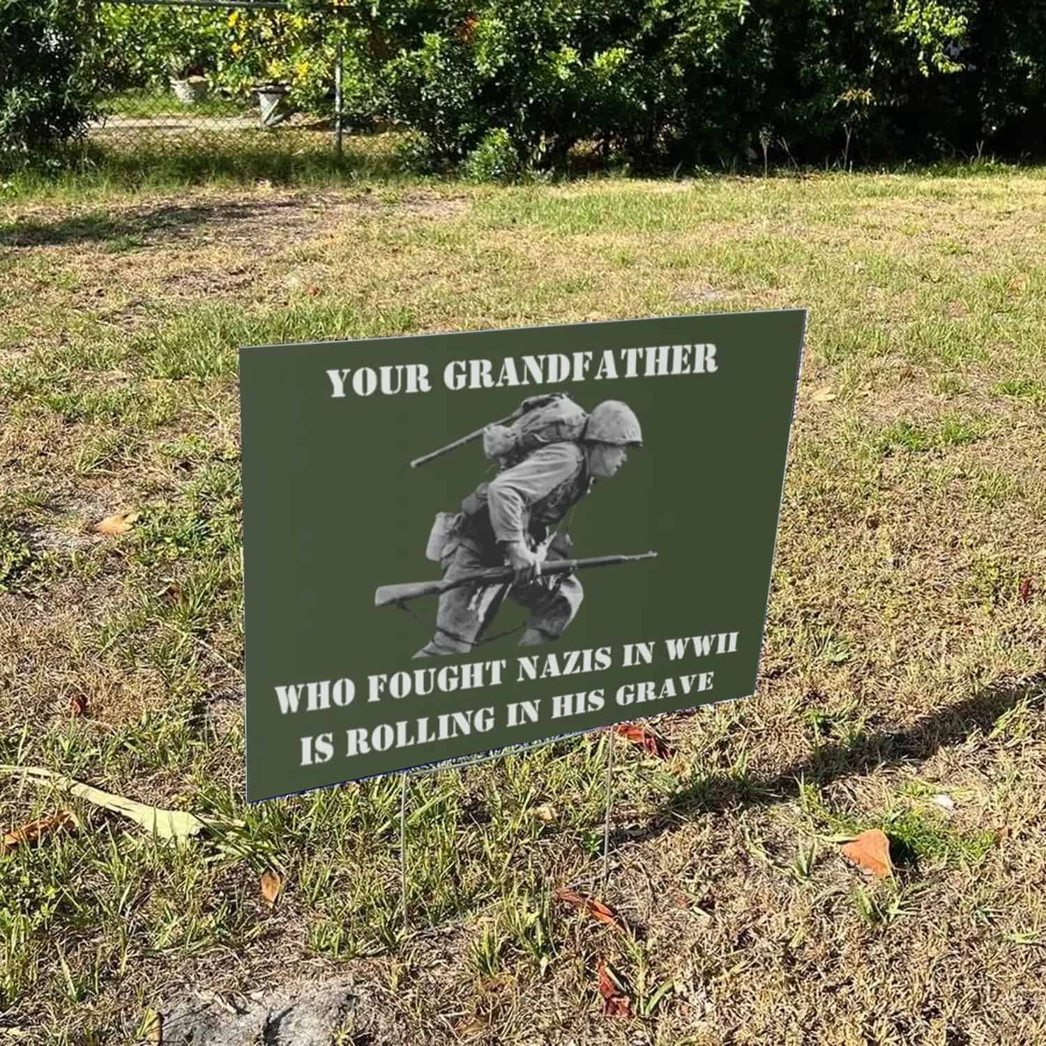 Anti Nazi Yard Sign, Fight Fascism, Anti Trump MAGA Republican Yard Sign