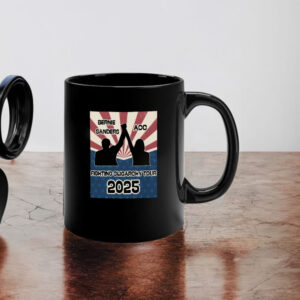 Bernie Sanders AOC Fighting Oligarchy Tour Mug, Activism Protest Mug