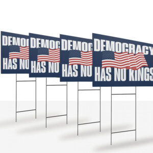 Democracy Has No Kings Yard Sign, No Kings in America, Anti Trump Yard Sign