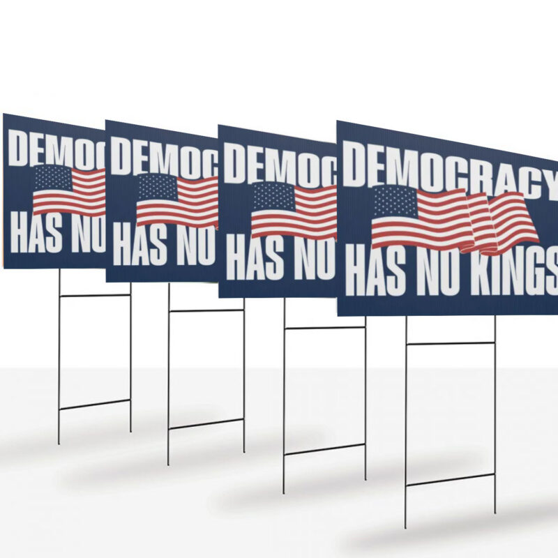 Democracy Has No Kings Yard Sign, No Kings in America, Anti Trump Yard Sign