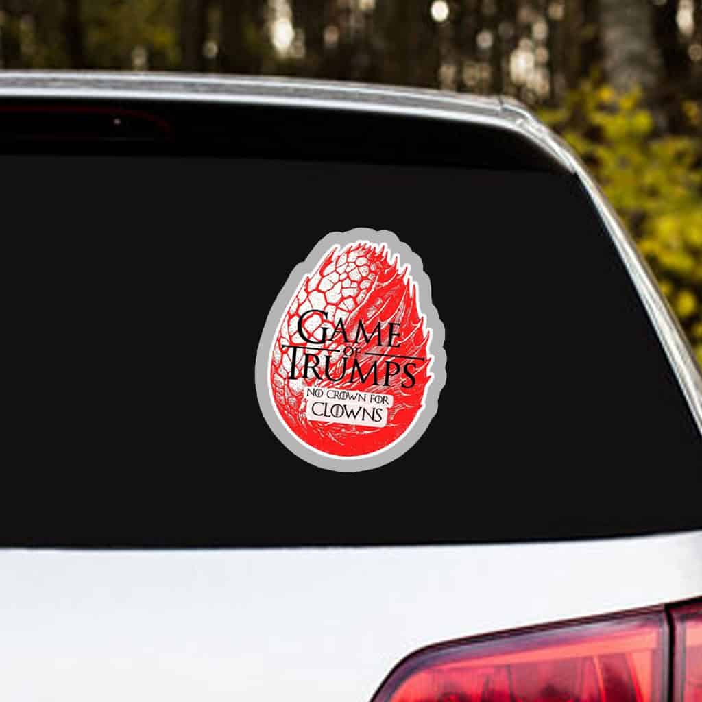 Game of Trumps - No Crown for Clowns – Political Parody Anti Trump Sticker, Car Magnet