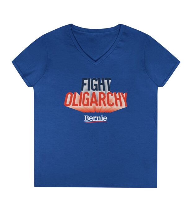 Fight Oligarchy V-Neck T-Shirt – Bernie Sanders Political Statement Tee