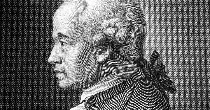 Retrato en estilo grabado de Immanuel Kant, filósofo alemán del siglo XVIII.