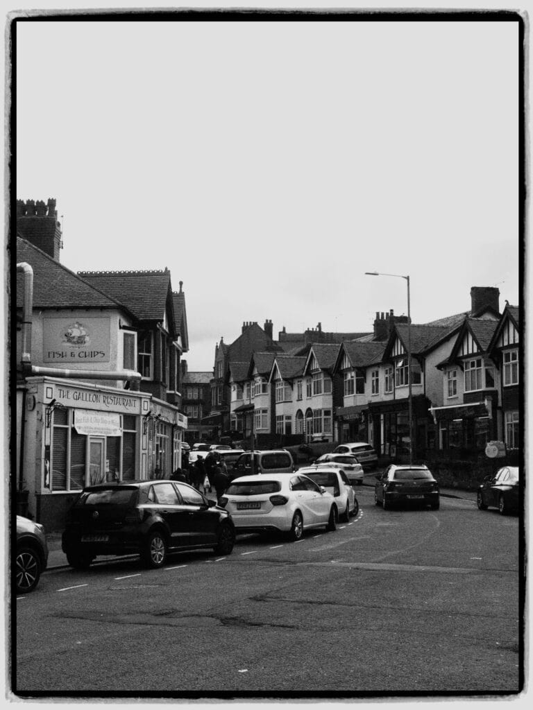 british street in sepia