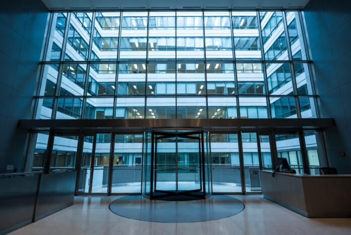 apollos hallway - glass building entrance