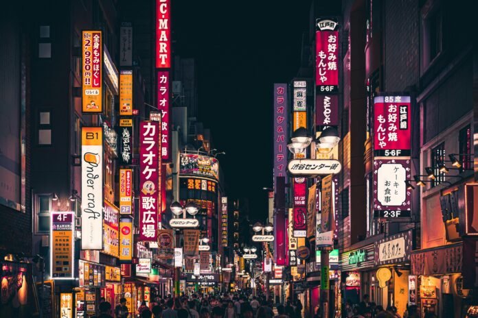 japan city during night - heavy traffic