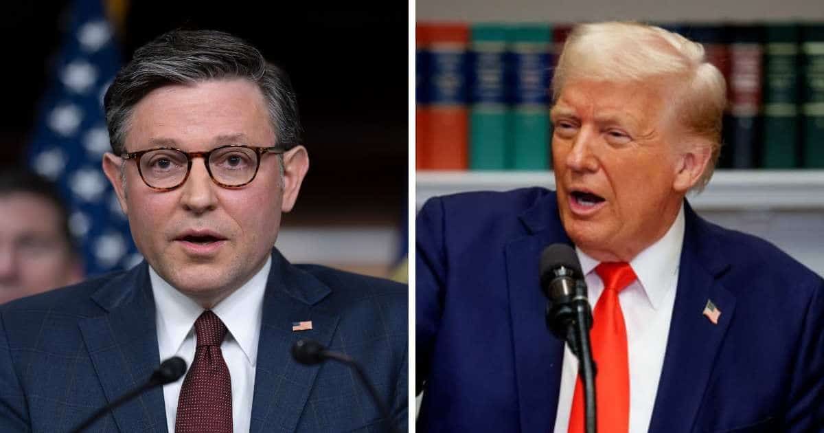 President Donald Trump thanked GOP lawmakers, including Mike Johnson, for pushing the SAVE America Act and urged House Republicans to back a third reconciliation bill (AP Photo, Getty Images)