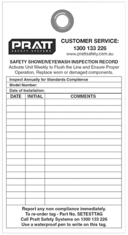 Service Tag for Emergency Showers and Eye Wash Stations and Eye Wash