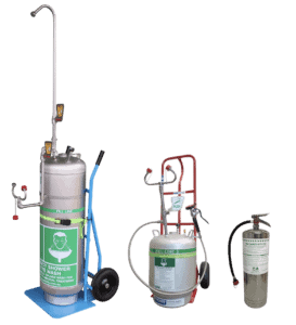 Portable Emergency Showers and Eyewash Stations for use on chemical spills on a person