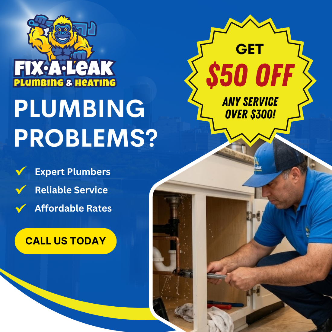 Fix-A-Leak-Plumbing-And-Heating-Fifty-Dollars-Off-Advertisement