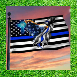 The Thin Blue Line Police Law Enforcement American Eagles Flag