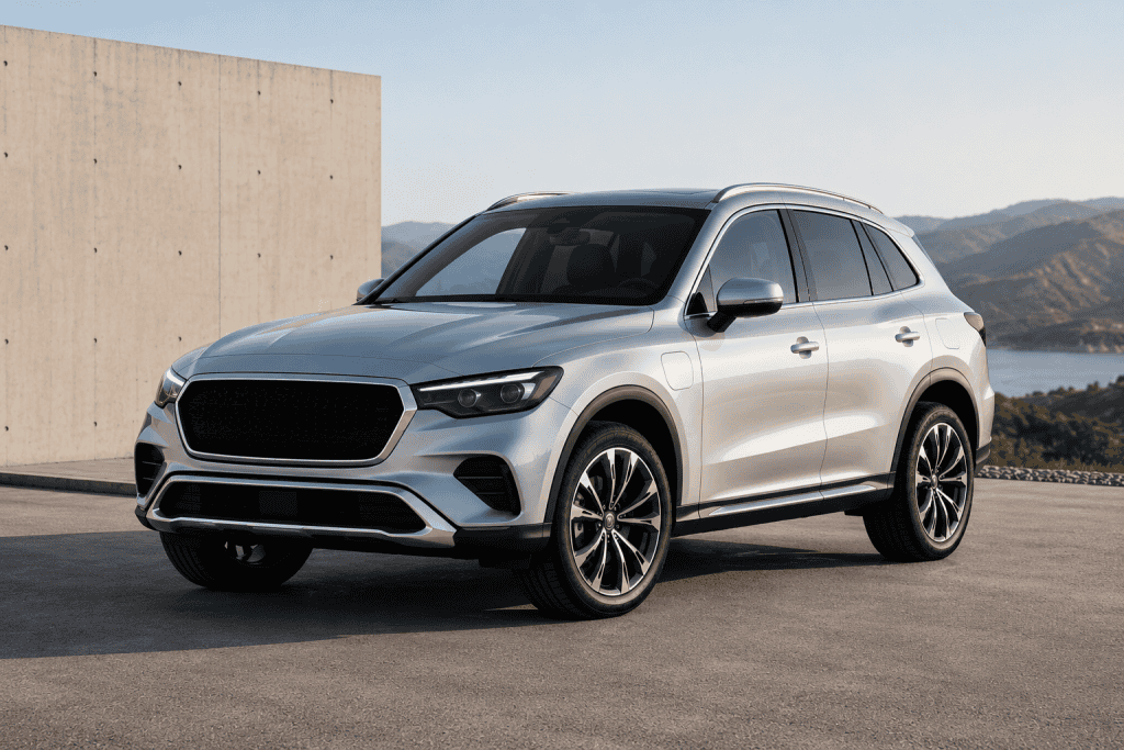 Mercedes-Benz GLC 350e 2026 by a concrete wall