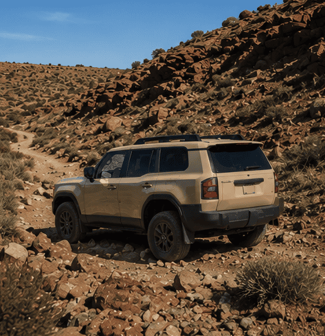 Off-road Toyota SUV adventure in diverse terrains.2