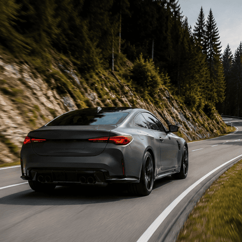 Sleek gray BMW coupe in dynamic settings.1