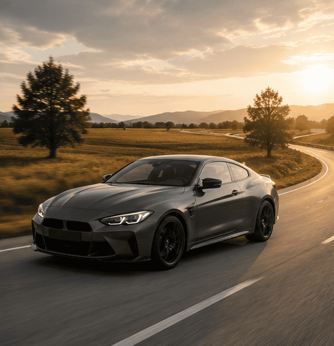 Sleek gray BMW coupe in dynamic settings.5