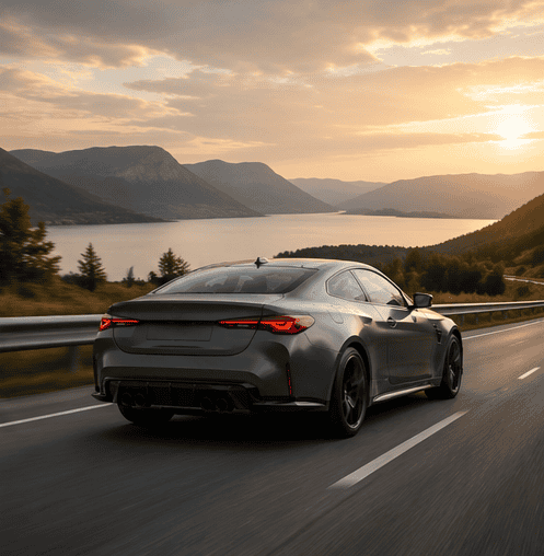 Sleek gray BMW coupe in dynamic settings.6