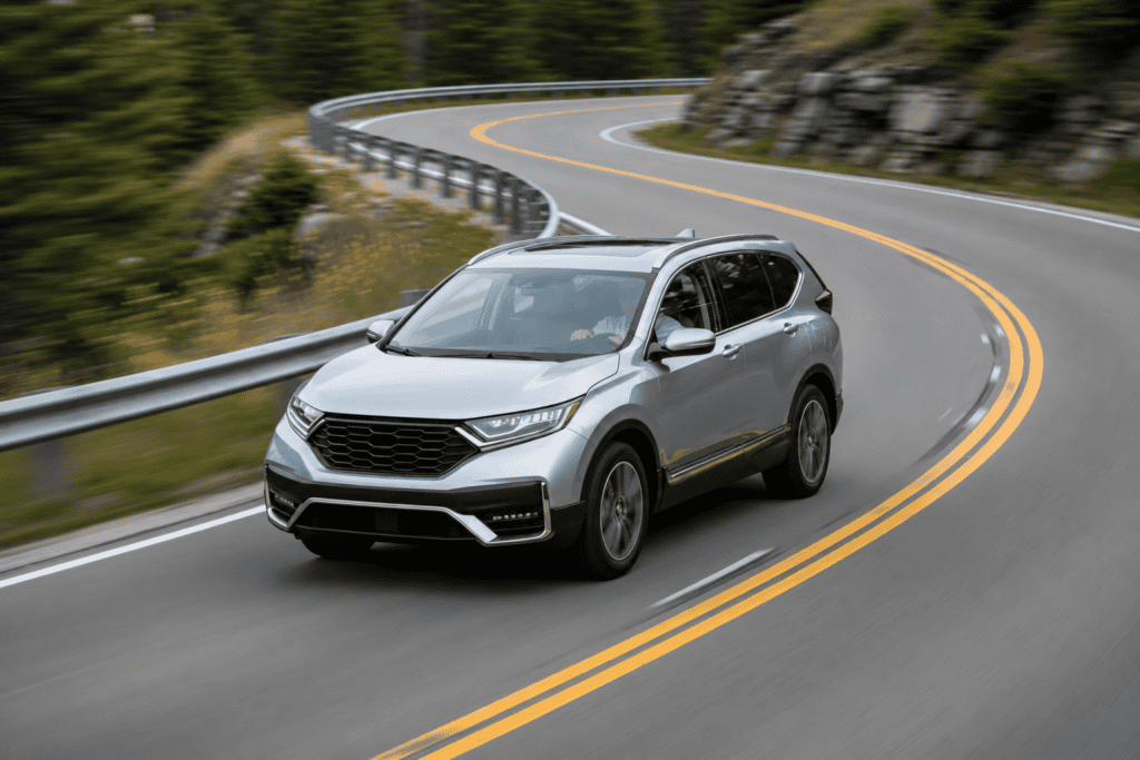 Mountain drive in a sleek honda CR-V SUV
