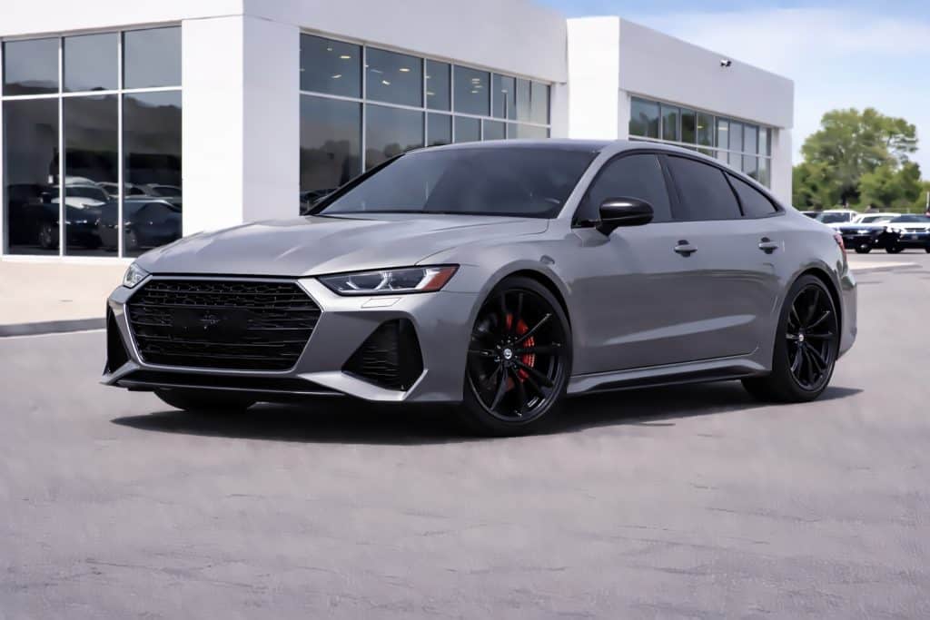 Sleek Audi RS 7 outside dealership
