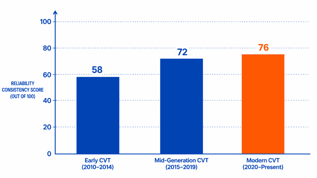 CVT generations reliability comparison chart