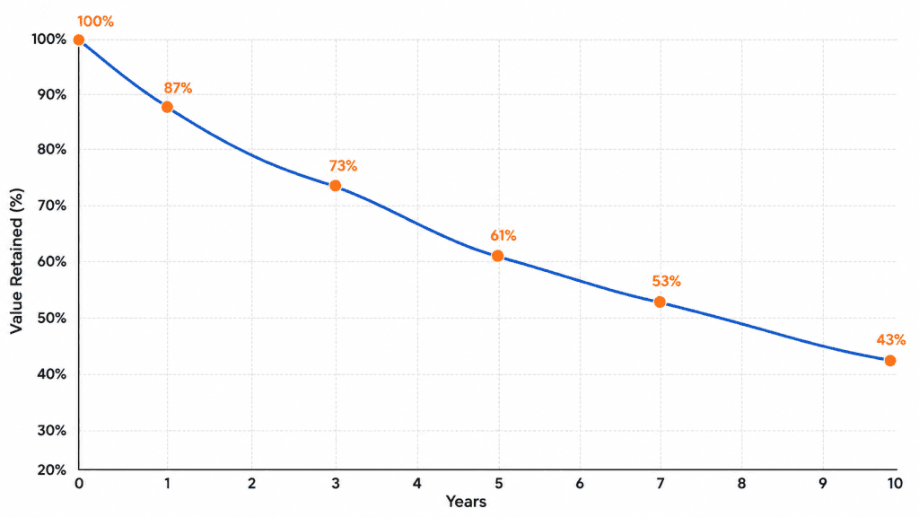 Depreciation over time chart Kia Forte