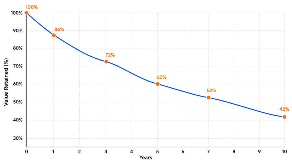 Hyundai Elantra Value retention over time chart