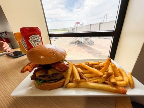 BBQ bacon burger and fries