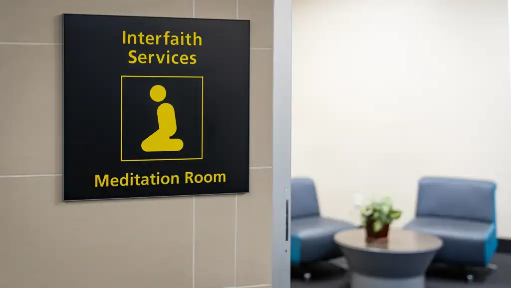 Interfaith Services & Meditation Room at John Glenn International Airport, is managed by the Columbus Regional Airport Authority.