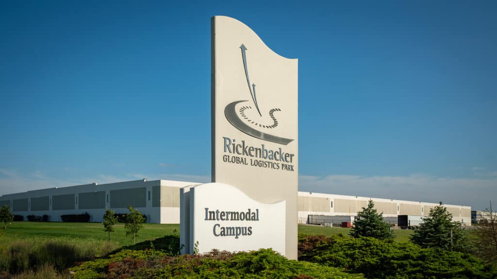 Description: A sign in front of John Glenn International, Columbus Airports