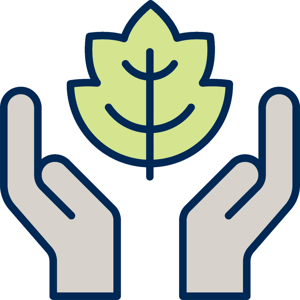 John Glenn International Airport, operated by the Columbus Regional Airport Authority, features a beautiful blue background with a symbolic image of two hands holding a leaf.
