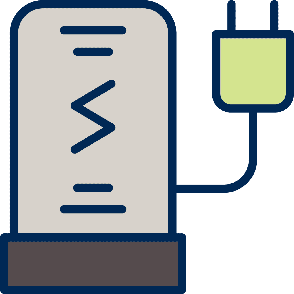 A charger with a plug attached to it, conveniently available at John Glenn International Airport (CMH) maintained by the Columbus Regional Airport Authority.