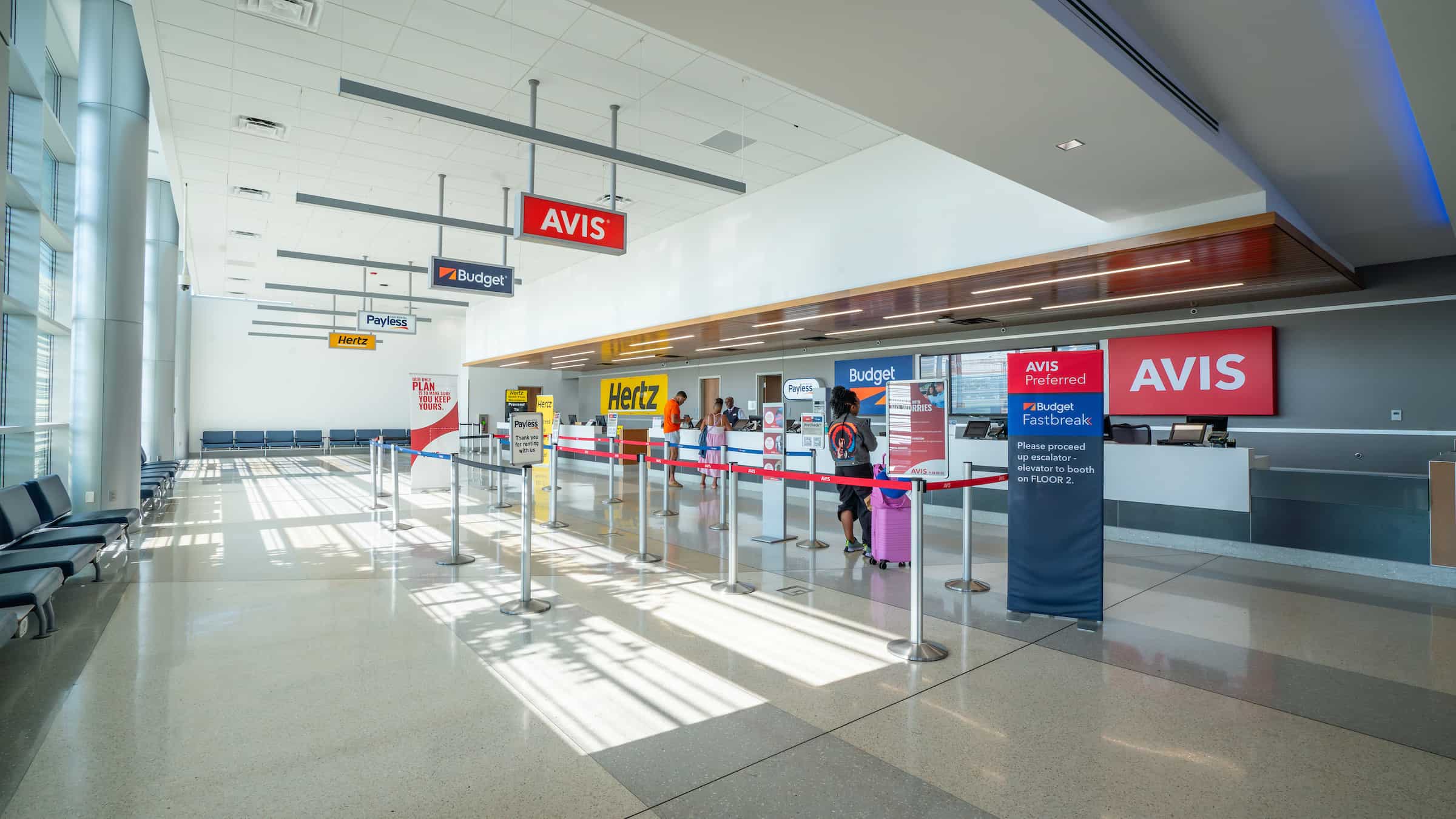 John Glenn International rental car counters.