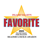 Inland Valley's Favorite 2023 Inland Valley Daily Bulletin Readers Choice Awards logo with a large yellow star and bold red and black text.