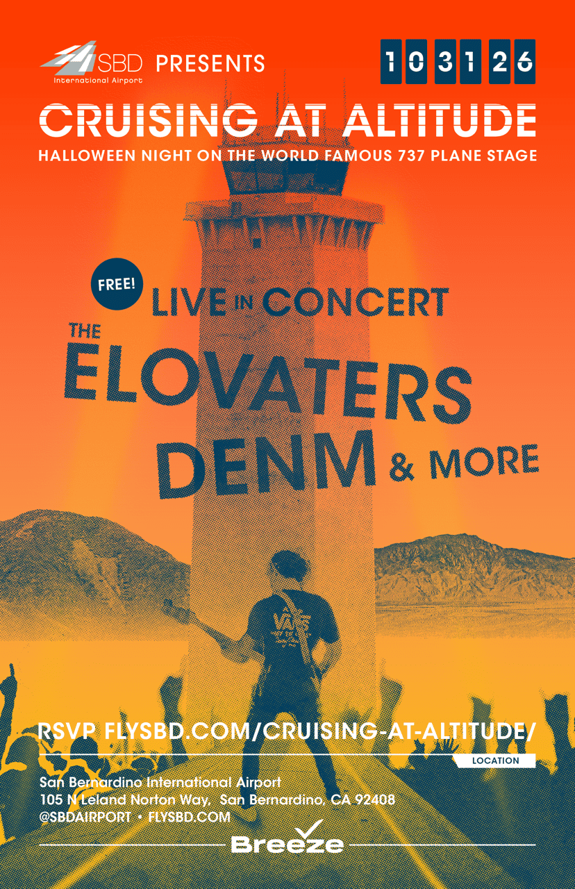 Cruising at Altitude 2026 poster: The Elovaters and DENM, Halloween night, October 31