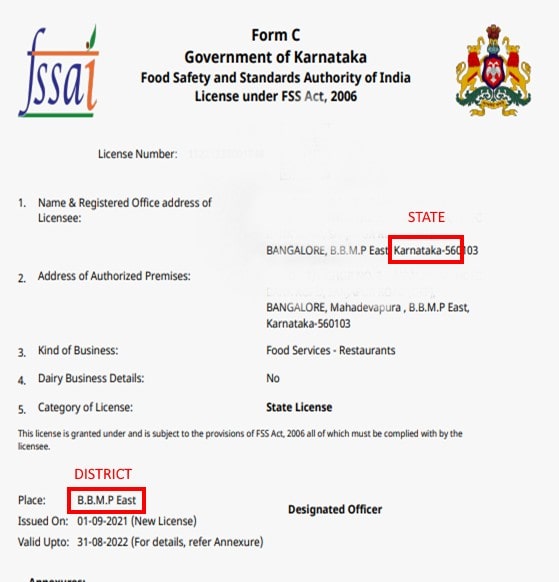 Step 3: Pick the State and District as highlighted in the license. Once you select this, enter the captcha and hit search you should get the details in the following screen