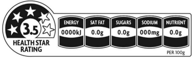 Health star rating front of pack labelling